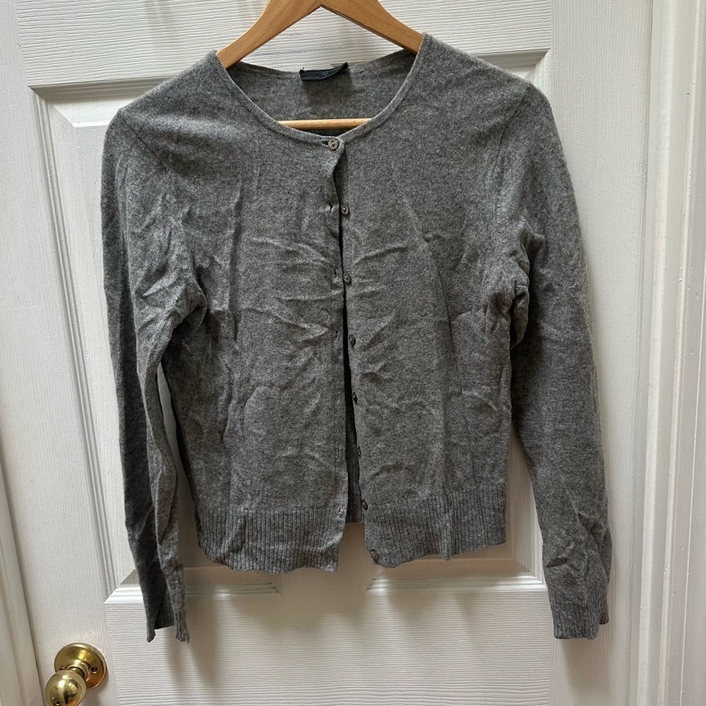 DP Cashmere Gray Women's cardigan Sweater crew cropped 36